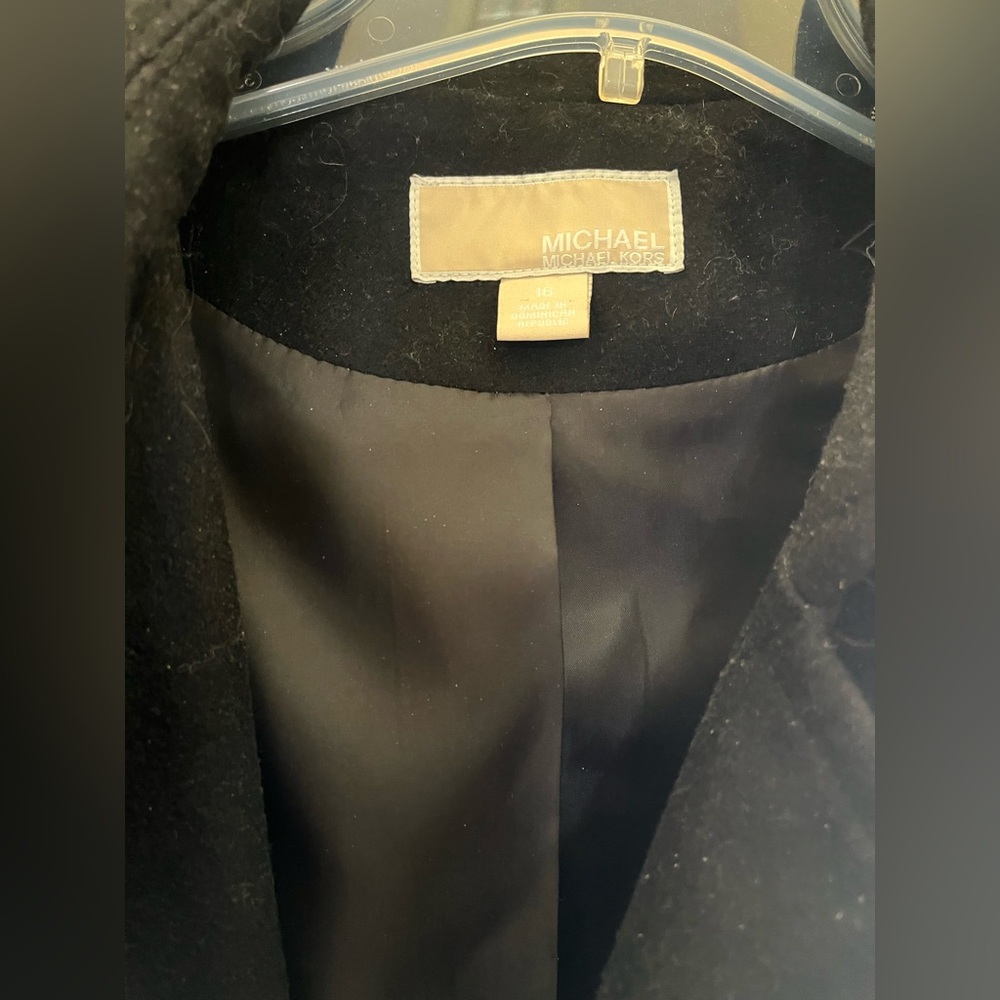 🎉HOST PICK🎉 Michael Kors Women’s Zip Up Black & Gold Winter Pea Coat- Size 16 - Picture 8 of 12